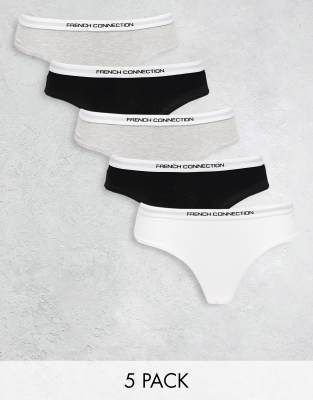 French Connection 5 pack thongs in white