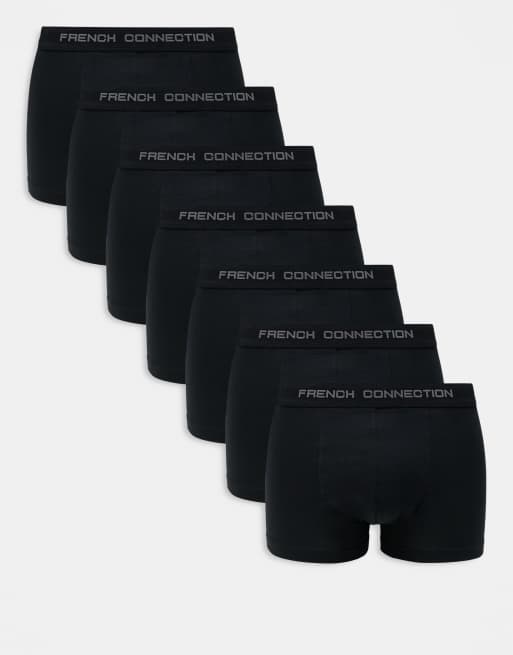 French Connection 7 pack boxer briefs in black
