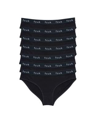 French Connection pack cotton fcuk ladies briefs in black ASOS
