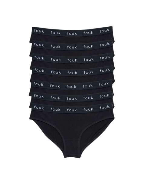 French Connection 7 pack cotton fcuk ladies briefs in black - view 1