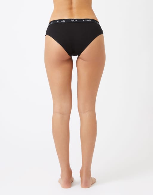 French Connection 7 pack cotton fcuk ladies briefs in black, 4 of 4