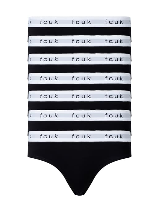 French Connection pack cotton fcuk ladies briefs in white ASOS