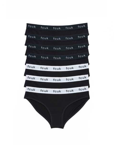 French Connection 7 pack cotton fcuk ladies briefs in white - view 1