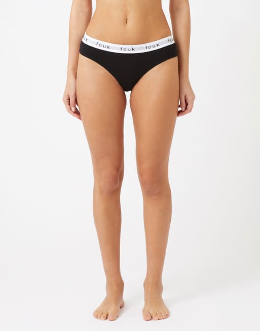 French Connection 7 pack cotton fcuk ladies thongs in white, 2 of 4