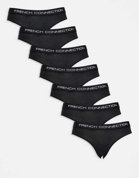 French Connection 7 pack cotton french connection ladies briefs in black - view 1