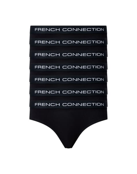 French Connection 7 pack cotton french connection ladies briefs in black - view 1