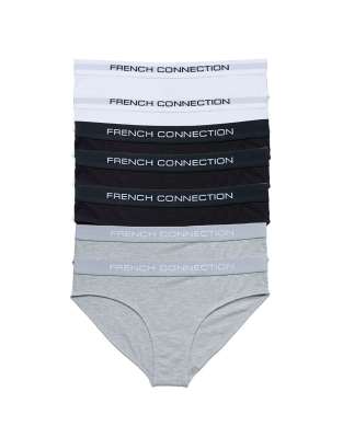 French Connection 7 pack cotton french connection ladies briefs in grey