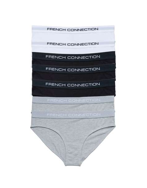 French Connection 7 pack cotton french connection ladies briefs in grey - view 1
