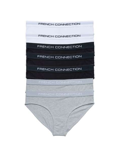 French Connection 7 pack cotton french connection ladies briefs in white - view 1