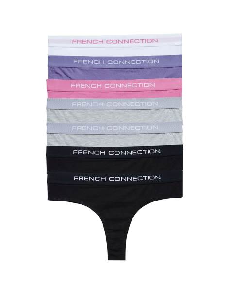 French Connection 7 pack cotton french connection ladies thongs in grey