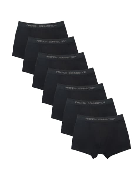 French Connection 7 pack cotton stretch boxers in black - view 1