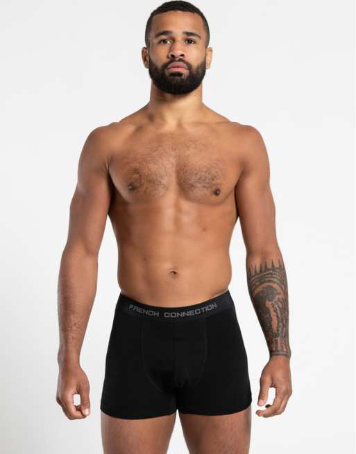 French Connection 7 pack cotton stretch boxers in black, 2 of 4