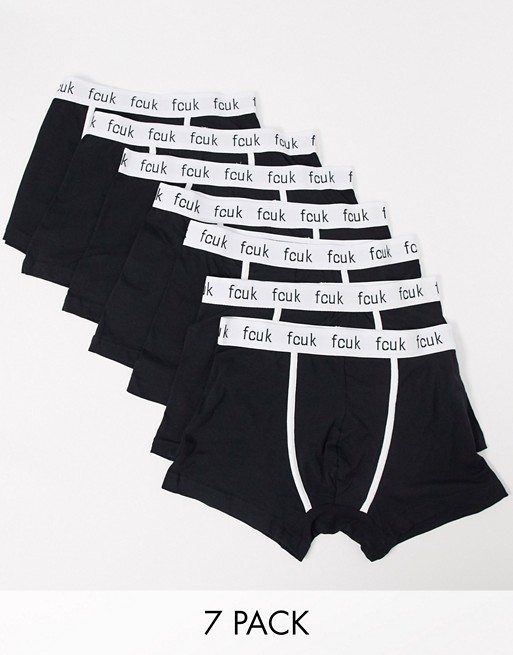 French Connection 7 pack FCUK boxers in black | ASOS