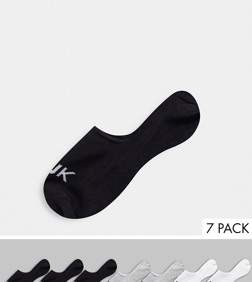 French Connection 7 pack invisible socks black white and grey
