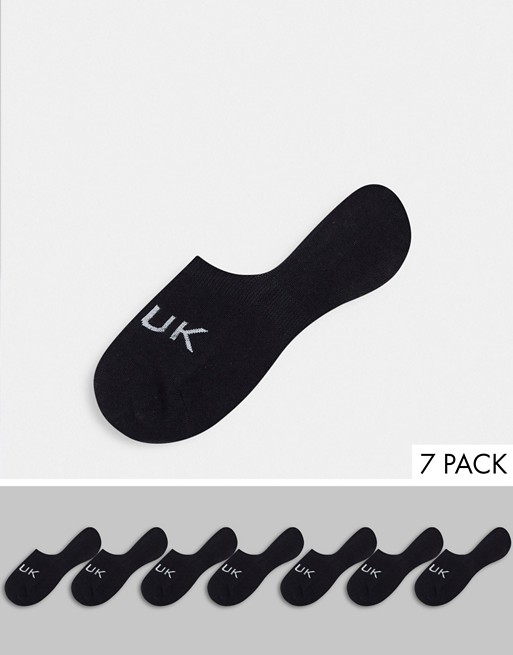French Connection 7 pack invisible socks in black