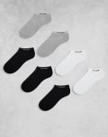 [French Connection Mens] French Connection 7 pack sneaker socks in black white and grey One Size BLACK