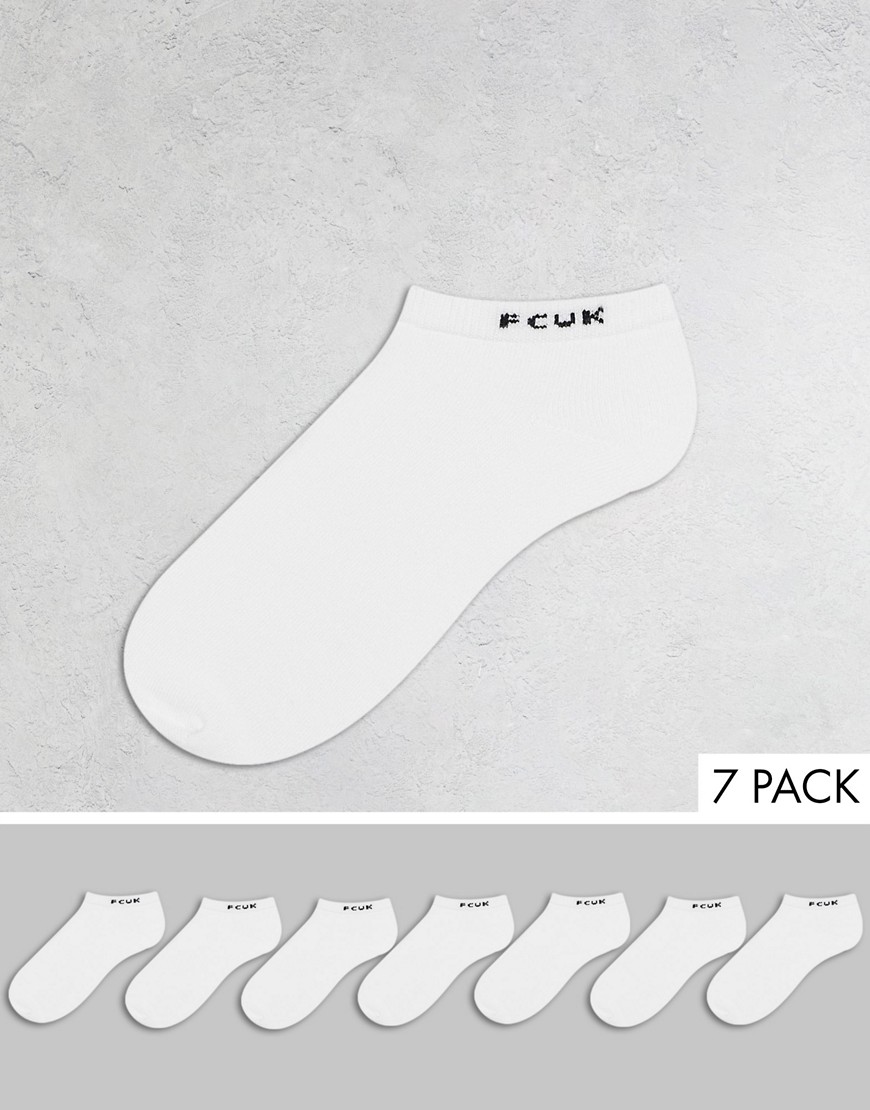 French Connection 7 pack sneaker socks in white