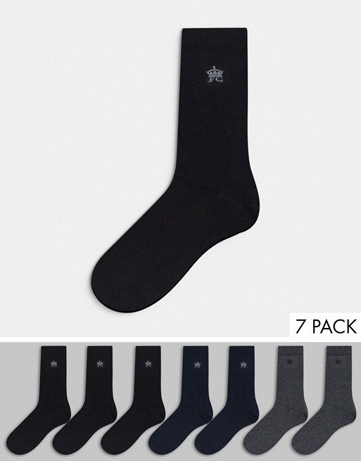 French Connection 7 pack socks in multi