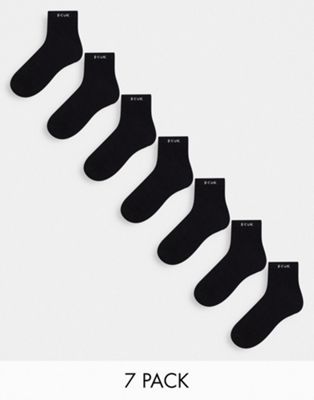 French Connection 7 pack trainer socks in black