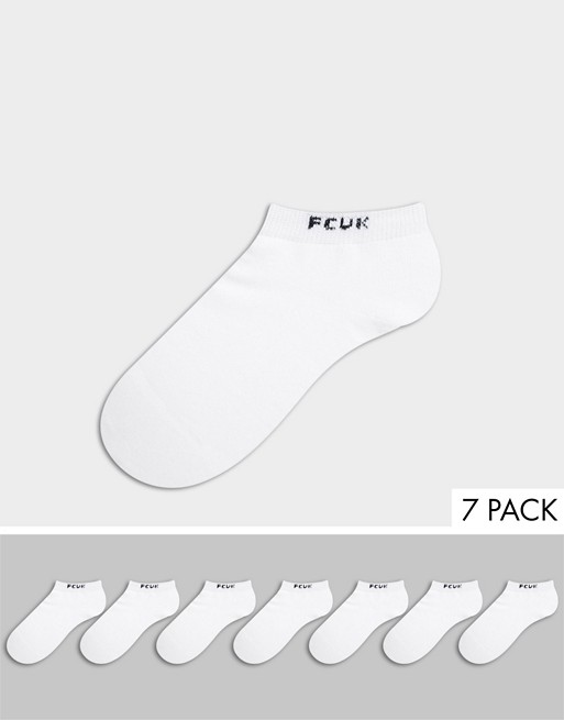 French Connection 7 pack trainer socks in white and marine