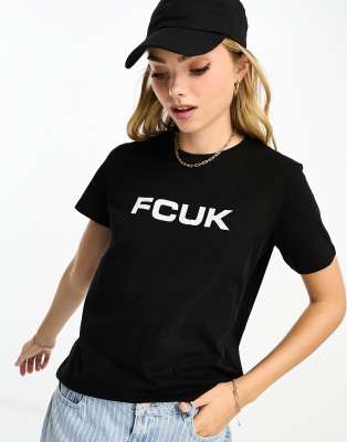 French Connection Womens Crewneck Cotton T-shirt In Black