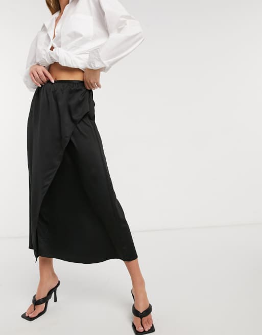 French connection 2025 black satin skirt