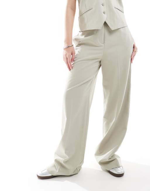 French Connection - Angie - Pantaloni a fondo ampio color pistacchio in coordinato, 5 di 5