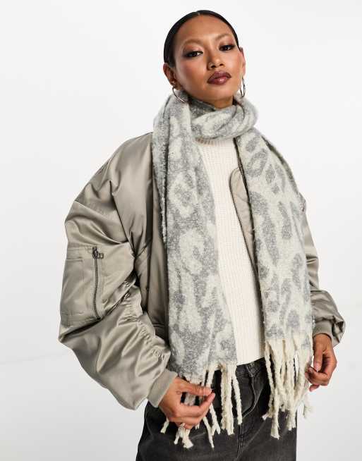 Grey print clearance scarf