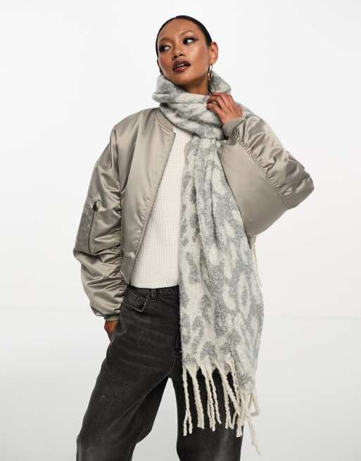 French Connection Animal Print Scarf In Off-white ASOS, 44% OFF