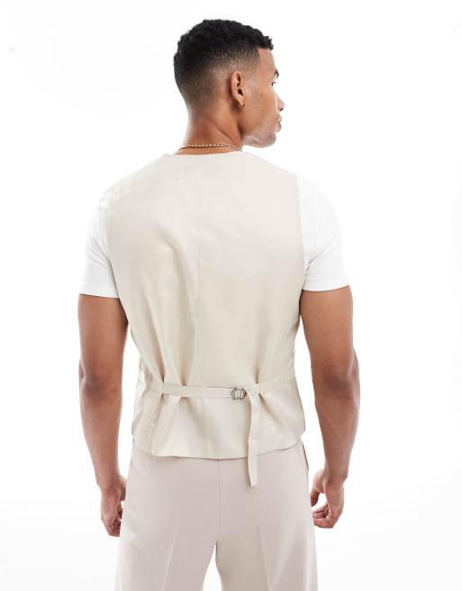 French Connection – Anzugweste in Beige und Weiß gestreift, 4 von 5