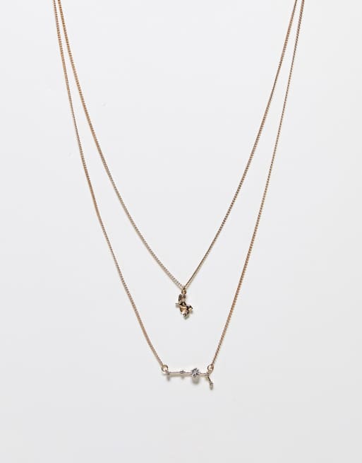 French Connection Aries necklace in gold and diamante