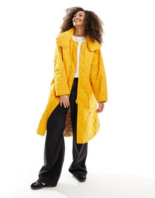 French Connection aris quilted oversized coat in orange