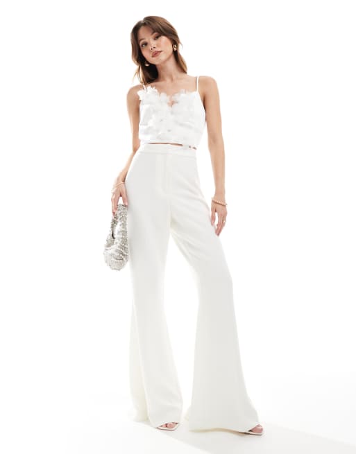 French Connection Arlette flare leg pants in white