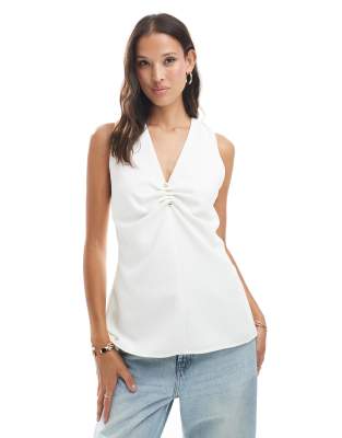 French Connection Arlette sleeveless faux pearl detail top in white - view 1