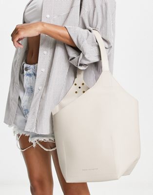 French Connection asymmetric tote bag in cream