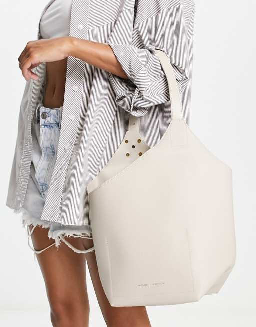 French Connection - Asymmetrisk totetaske i creme
