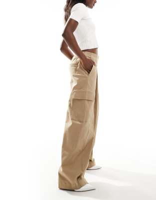 Atena twill clean cargo pants in camel-Neutral