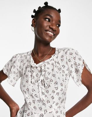 French Connection aura scatter drape gathered neck top in white - ASOS Price Checker