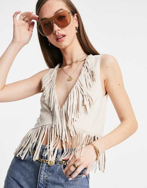 Fringed hot sale suede waistcoat