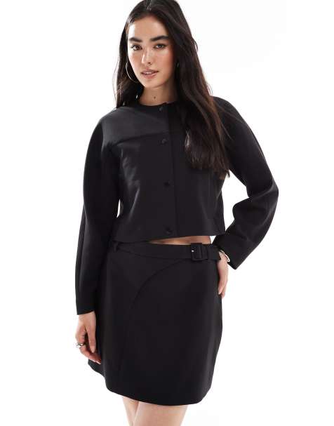 French Connection Azra tailored mini skirt in black - view 1
