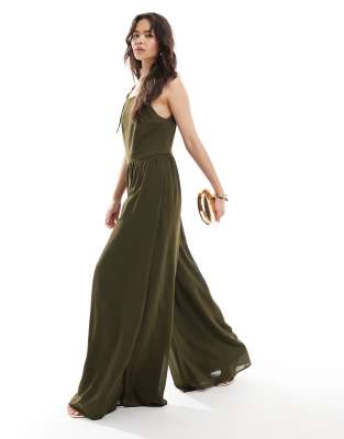 French Connection Azra utility jumpsuit in khaki-Green