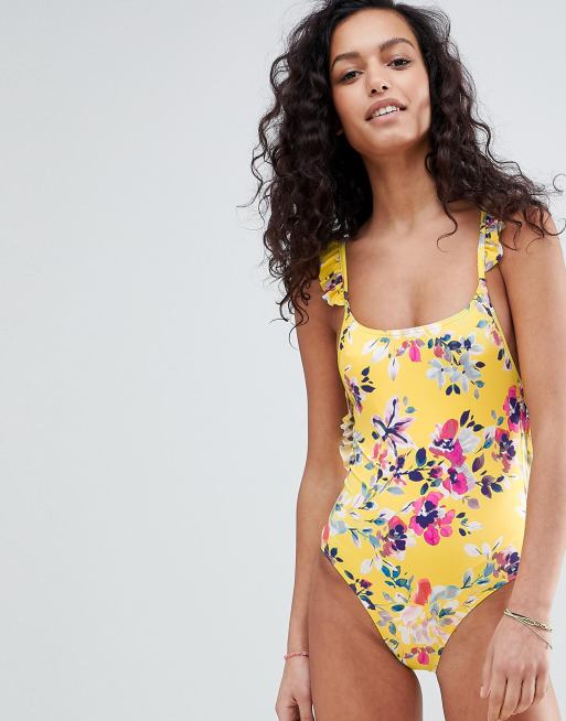 French Connection - Badpak met ruches en bloemenprint