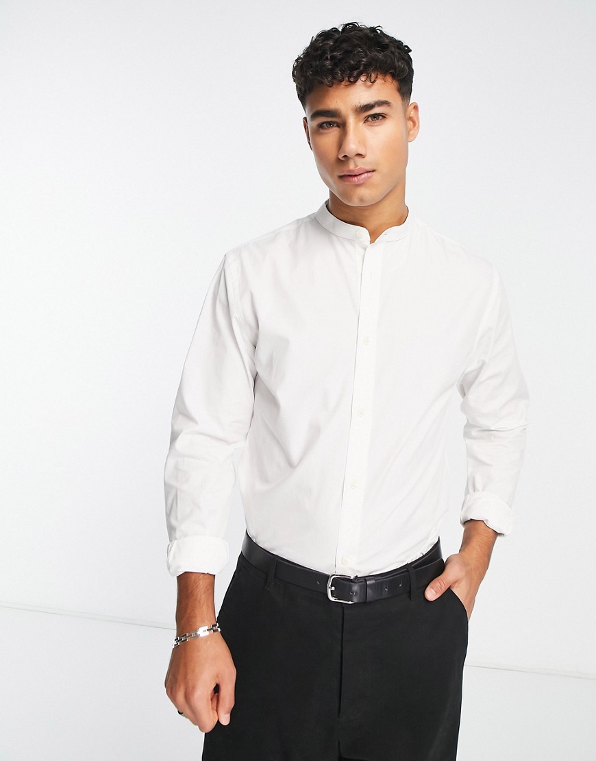 French Connection Band Collar Shirt In White