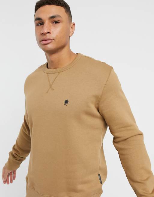 French Connection basic logo crewneck sweatshirt in tan | ASOS