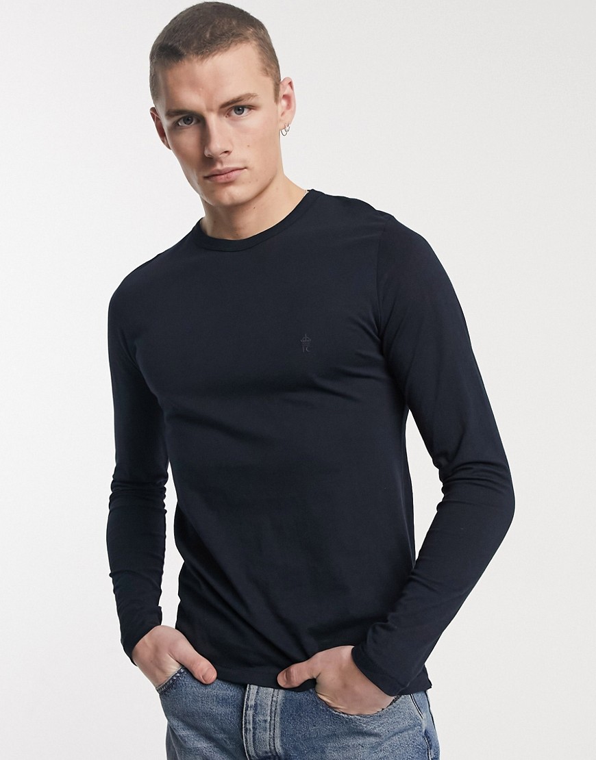 French Connection basic long sleeve top in navy