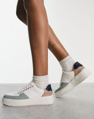 French Connection colour block chunky trainers in colour pop mix - ASOS Price Checker