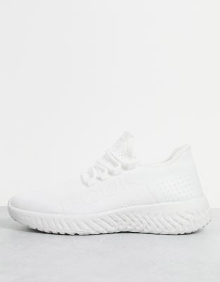 French Connection knitted logo runner trainers in white - ASOS Price Checker