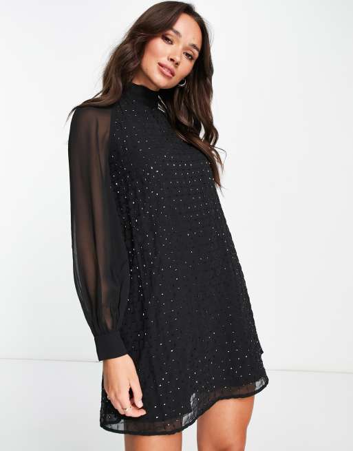 French Connection - Batek - Robe ornée de sequins - Noir