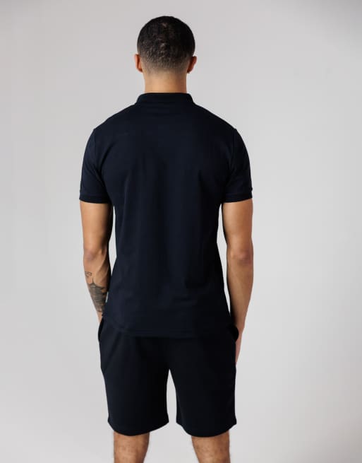 French Connection – Baumwoll-Set in Marineblau, bestehend aus Polohemd und Shorts, 4 von 4