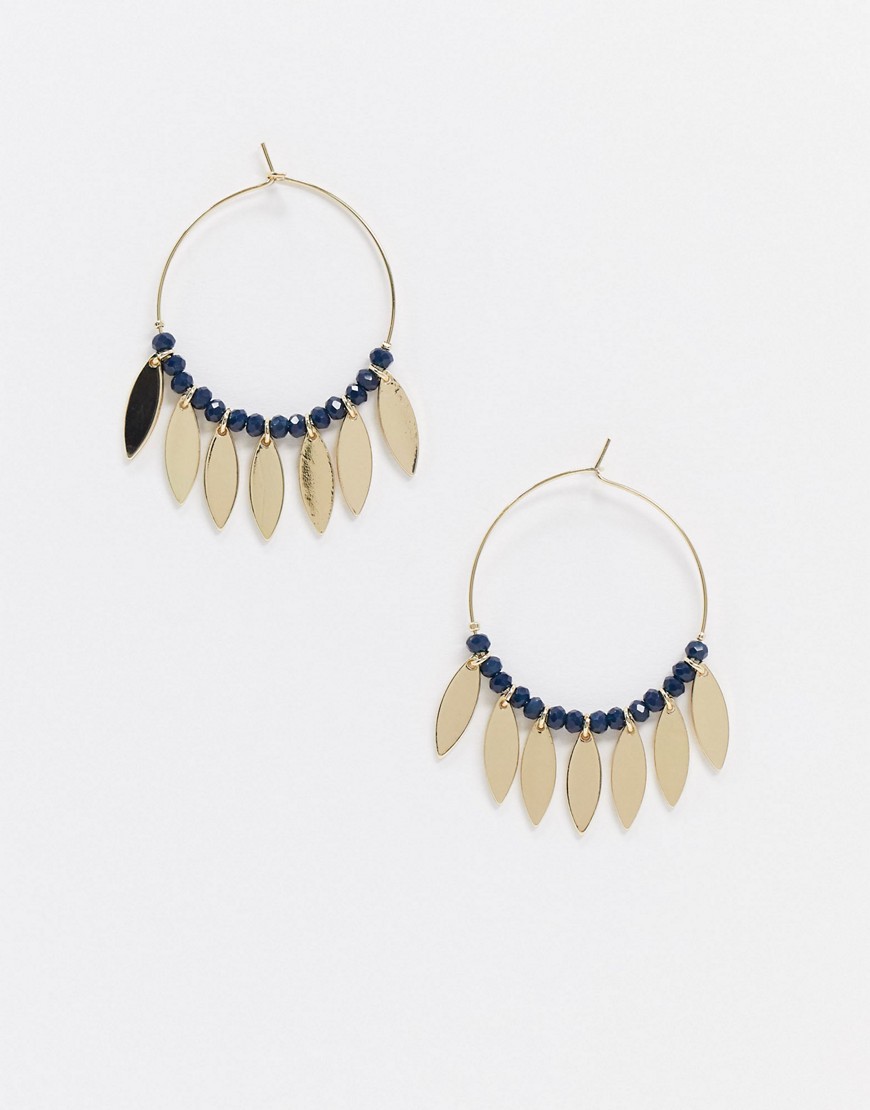 French Connection Beaded Petal Earrings-Gold